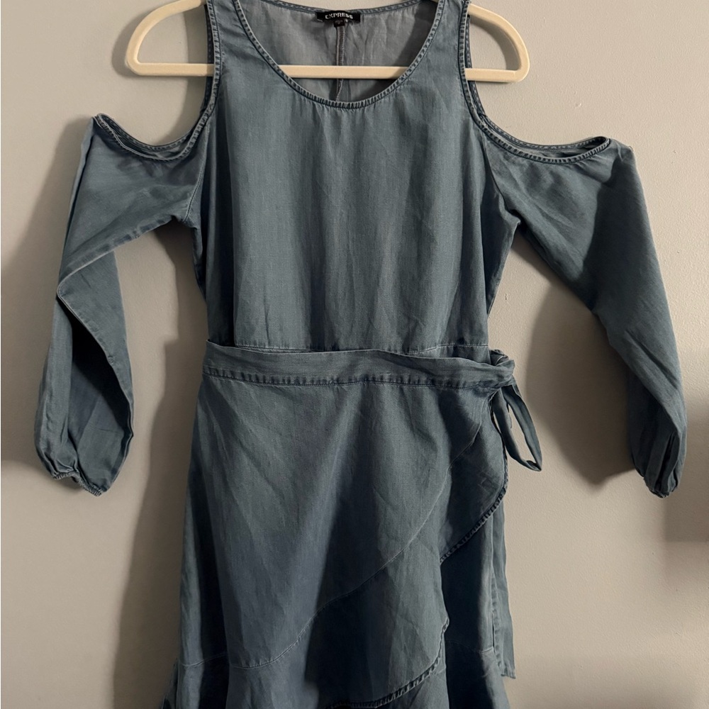 Express Denim Cold Shoulder Dress